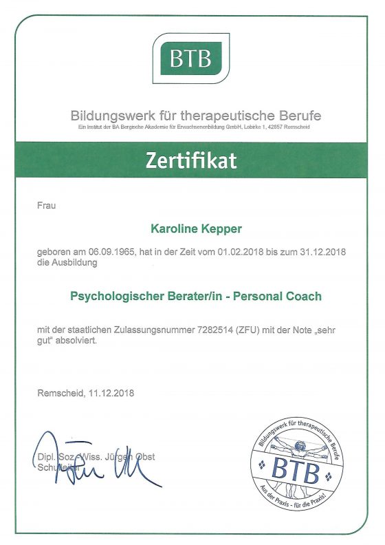 Unternehemensberatung: Zertifikat Psychologischer Berater/in - Personal Coach